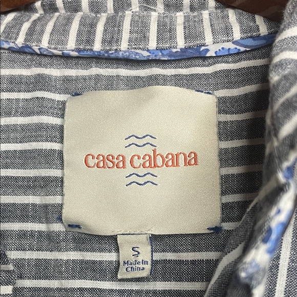 CASA CABANA Blue Striped Button Down Shirt 100%Cotton - Picture 3 of 13